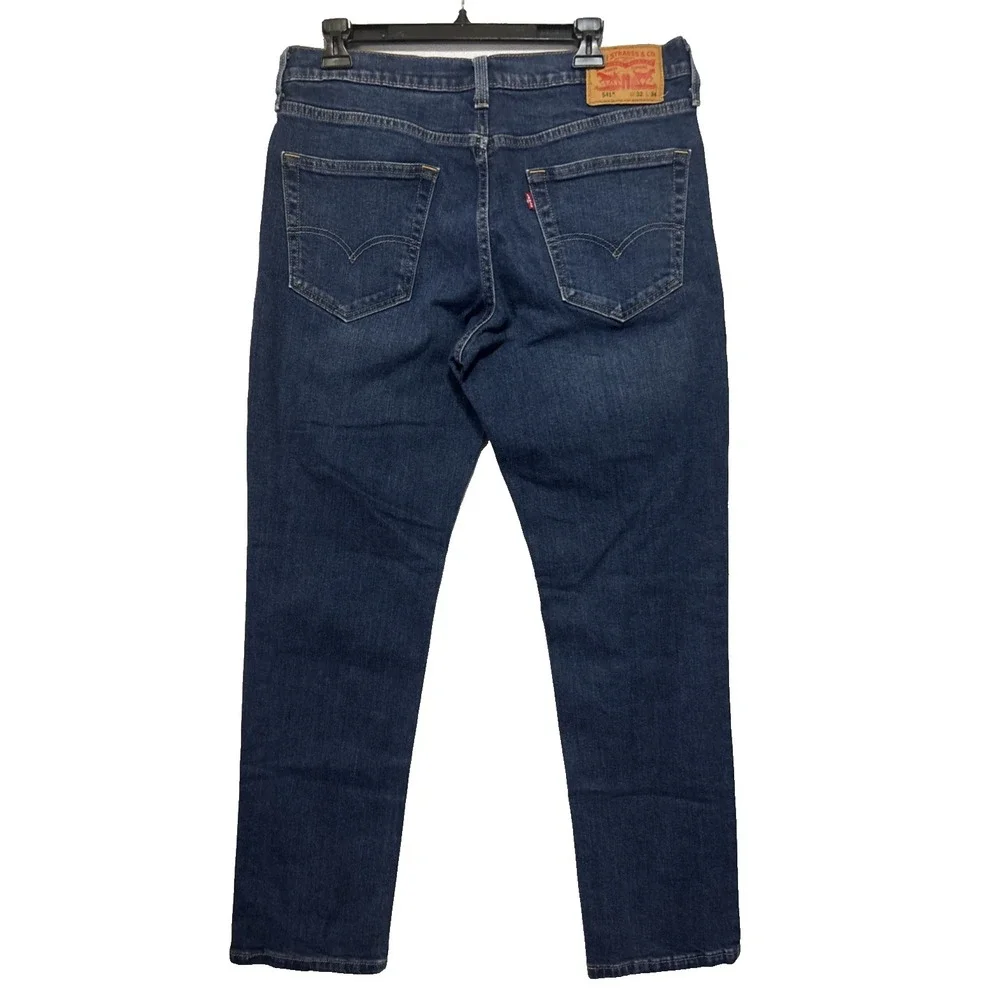 Levis 541 Jeans Mens 32x34 Blue Dark‎ Wash Cotton Stretch Slim Fit Denim